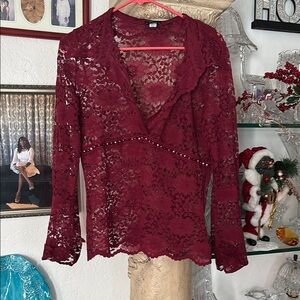 Elegant Burgundy Lace Top